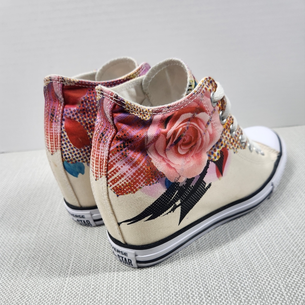 Converse Chuck Taylor All Star Lux Mid Rose sz 9.5 hidden wedge high top sneaker - Picture 8 of 15